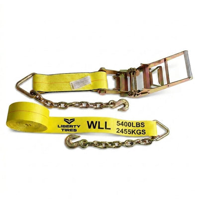 Ratchet Strap with Chain Anchor 4" x 30' G70 3/8", 15' Long