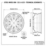 Truck Steel Wheel 22.5x8.25 10x285.75 5 Oval White - View 4