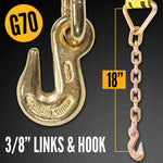 4" x 30' Ratchet Strap with Chain Anchor G70 3/8", 15' Long - View 3